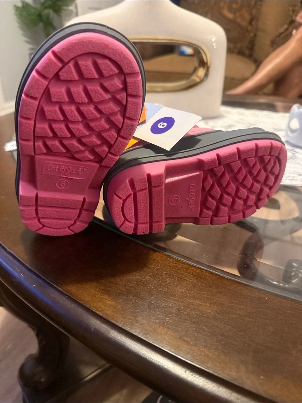 Cat & Jack Pink and Gray Girls Snow Boots